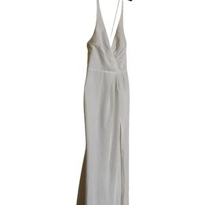 Lulu's Ivory Maxi Dress with Plunging Neckline